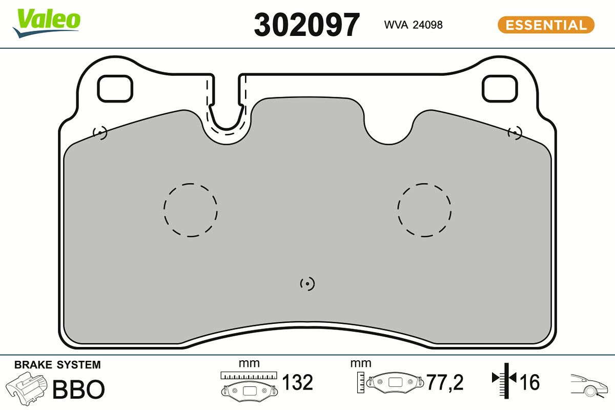 Jeu de 4 plaquettes de frein VALEO ref. 302097
